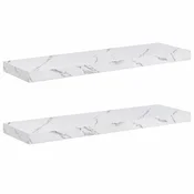 Vidaxl Stenska polica 2 szt. Beli marmor 90 x 23,5 x 4 cm