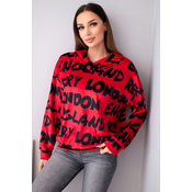 Ženska oversized jopa s kapuco in potiskom