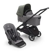 Bugaboo Dragonfly s košaro - BLACK/GREY MELANGE - FOREST GREEN