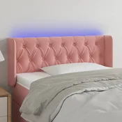 Vidaxl vidaXL Vzglavje postelje z LED svetlo roza 93x16x78/88 cm žamet