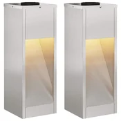 Vidaxl Sončna LED svetilka za pot 2 szt. srebrna Nerjaveče jeklo