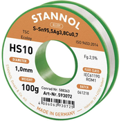 Stannol Stannol HS10 2510 spajkalna žica\, neosvinčena tuljava Sn95\,5Ag3\,8Cu0\,7 ROM1 100 g 1 mm, (20428538)