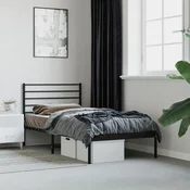 shumee vidaXL Kovinski posteljni okvir z vzglavjem črne barve 100x200 cm