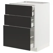 METOD / MAXIMERA Pod.elem.3front/2dnj/1srd/1vis.fiok, bela/Nickebo boja antracita, mat, 60x60 cm