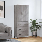 Greatstore Visoka komoda siva sonoma 69,5x34x180 cm inženirski les