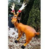 Casa Padrino luxury decorative sculpture reindeer brown/multicolored 140 x H. 145 cm - Christmas decorative figure - XXL decorative sculpture - XXL decorative figure - XXL Christmas sculpture