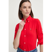 Bombažna srajca Polo Ralph Lauren ženska, rdeča barva