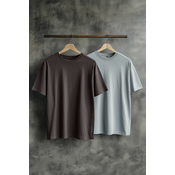 Trendyol Anthracite-Grey Oversize 2 Pack Basic 100% Cotton T-Shirt