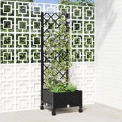 Vrtni saksija s rešetkom i kotacima Crna 40 x 40 x 131,5 cm PP