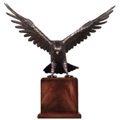Casa Padrino luxury decorative sculpture eagle bronze/brown 40 x 20 x H. 37 cm - Bronze decorative sculpture with wooden base - Bronze decorative figure - Desk decoration - Luxury Quality