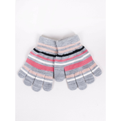 Yoclub Kidss Girls Five-Finger Striped Gloves RED-0118G-AA50-005