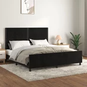 Greatstore Posteljni okvir z vzglavjem črn 180x200 cm žamet