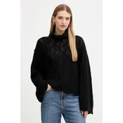 Pulover z dodatkom volne Twinset črna barva, 252TT3424