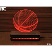 Black Cut 3D Lampa Košarkaška Lopta Crvena