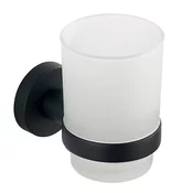 Nosilec za kozarec SAMBA, matirano steklo, črna mat - Črna - 68x100x100 mm - Aqualine - SAMBA - 24 - Steklo; zlitina - Držalo za kozarec - Krožni - 68 - 100 - 100 - 14