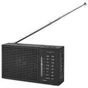 Prenosni radio NEDIS/ AM/ FM/ baterija/ analogni/ 1,5 W/ izhod za slušalke/ črn