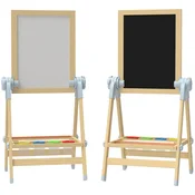 Homestar Otroški stojalo za risanje obojestranska bela tabla in črna tabla 485x465x70-97 cm naravno