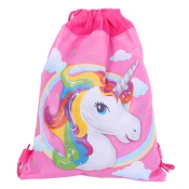 Šolska torba za čevlje, gimnastična obleka, mavrični samorog, roza 35x27 cm