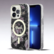 Guess Ovitek Guess Flower za iPhone 14 Pro s tehologijo MagSafe (GUHMP14LHCFWSK)