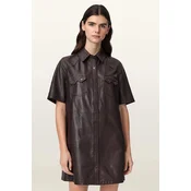 AllSaints obleka usnjena ROCK DRESS