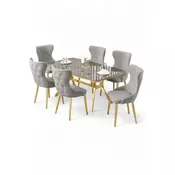 HANAH HOME Rasklopivi trpezarijski sto i stolice (7 delova) Esla Anthracite Gold Grey