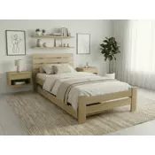 Ljubki dom Postelja PARIS povišana 80 x 200 cm bor Posteljno dno: Lamelno posteljno dno, Vzmetnica: Vzmetnica Coco Maxi 19 cm