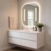 Skye Decor Set kupatilskog ormarica sa umivaonikom i ogledalom, 2 dela, Beli