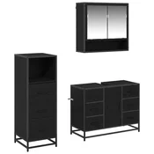 vidaXL Komplet pohištva za kopalnico 3 pcs Črni hrast 80 x 33 x 60 cm