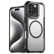 GS Ovitek za iPhone 16 Pro, Fusion Hybrid Carbon, odporen na MagSafe, črn