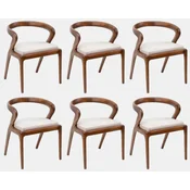 Casa Padrino luxury dining chair set of 6 brown/gray 57 x 67 x H. 77 cm - Luxury solid wood kitchen chairs - Dining room furniture - Kitchen furniture - Luxury furniture - Luxury furnishings