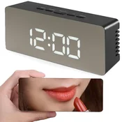 Verkgroup 4v1 USB elektronska budilka z termometrom in ogledalom črna