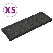 Vidaxl Preproge za stopnice samolepilne 5 kosov 65x21x4 cm temno sive pravokotne robove