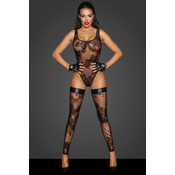 Noir Handmade F242 Tulle Body with Patterned Flock Embroidery XL