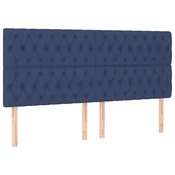 Vidaxl Vzglavje postelje modro 180x7x118/128 cm blago