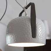 Karman Bag - bela viseča luč 21 cm strukturirana - Dnevna soba/jedilnica - Dizajn - bela, antracitna - Keramika