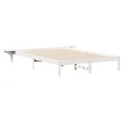 Vidaxl Posteljni okvir s stranskimi omaricami Bela 140 x 220 cm