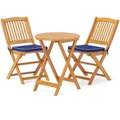 Costway Zložljiv bistro set za teraso 3 kosi mornarsko modra