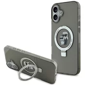Ovitek Karl Lagerfeld Ringstand Karl and Choupette MagSafe ovitek za iPhone 16 črn (KLHMP16SHMRSKCK)