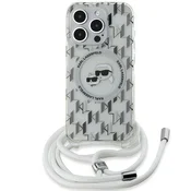 Karl Lagerfeld Etui Karl Lagerfeld IML Crossbody Monogram Karl & Choupette Head MagSafe za iPhone 15 Pro - prozorno