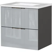 Siva stenska omarica za pod umivalnik v sijajnem dekorju 61x61 cm Celano – Germania