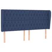 Vidaxl Vzglavje z ušesi modro 183x23x118/128 cm blago