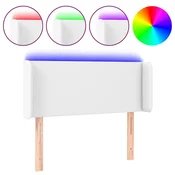 Vidaxl LED posteljno vzglavje belo 83x16x78/88 cm umetno usnje