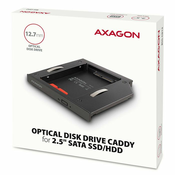 AXAGON RSS-CD12 ODD, okvir reže za optični pogon za 2,5" SSD/HDD, LED, 12,7 mm, aluminij