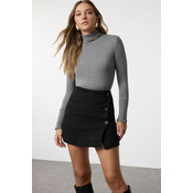 Trendyol Black Double Breasted Plaid Patterned Mini Woven Skirt