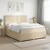vidaXL Postelja boxspring z vzmetnico Krem 160 x 200 cm Blago