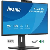 iiyama XB2497HSNH-B1 ProLite Monitor 24 IPS FHD USB-C Dock 65W LAN DP-Out Spletna kamera 5MP Windows Hello HAS tanek 4-stranski robček