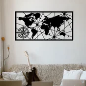 Opviq Zidna dekoracija World Map Large, 120x60 cm, 1.2mm, Crna