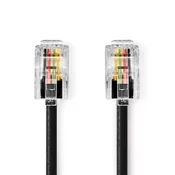 Nedis Telekomunikacijski kabel | RJ10 Moški | RJ10 Moški | 5,00 m | Izvedba kabla: Zvit | Vrsta kabla: RJ10 | Črna