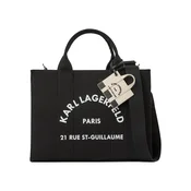 Karl Lagerfeld Nakupovalna torba Rue St-Guillaume ecru / črna