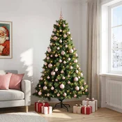 Umetna božična jelka z bučko 210 cm 300 LED Toplo bela